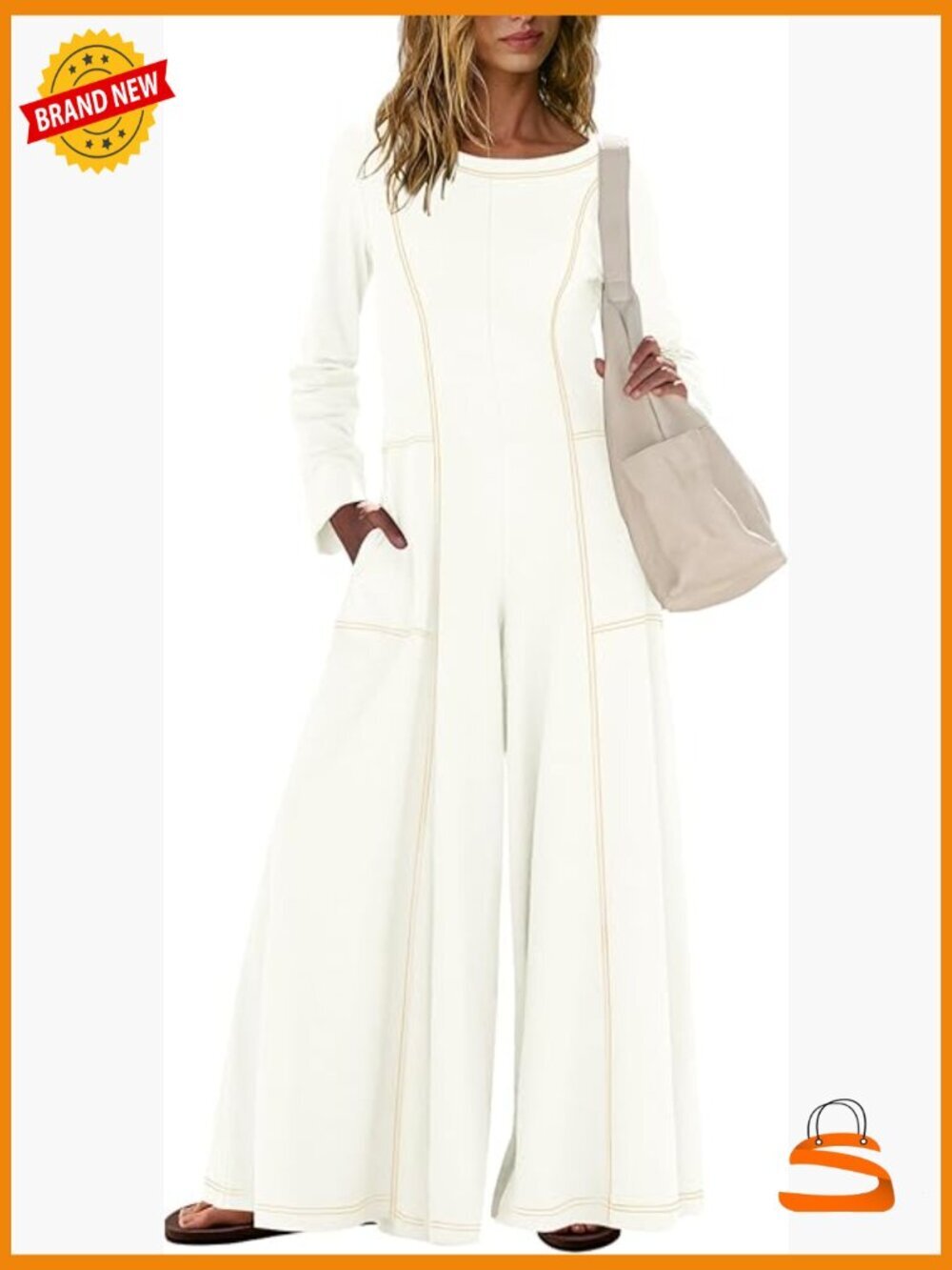Long Sleeve Jumpsuit Wide Leg Romper with Pockets
